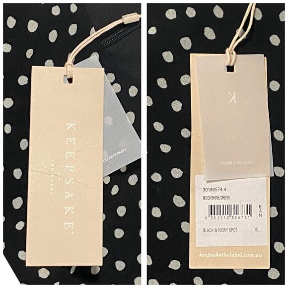 NWT KEEPSAKE THE LABEL Moonshine Dress In Black with Ivory Spots, Size XL‎ - Picture 5 of 13